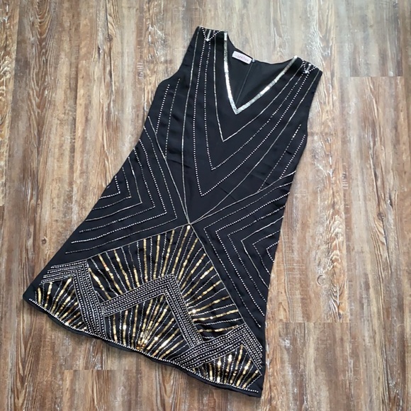 Sakhee Black Beaded Sequin Sleeveless Dress - Picture 3 of 4